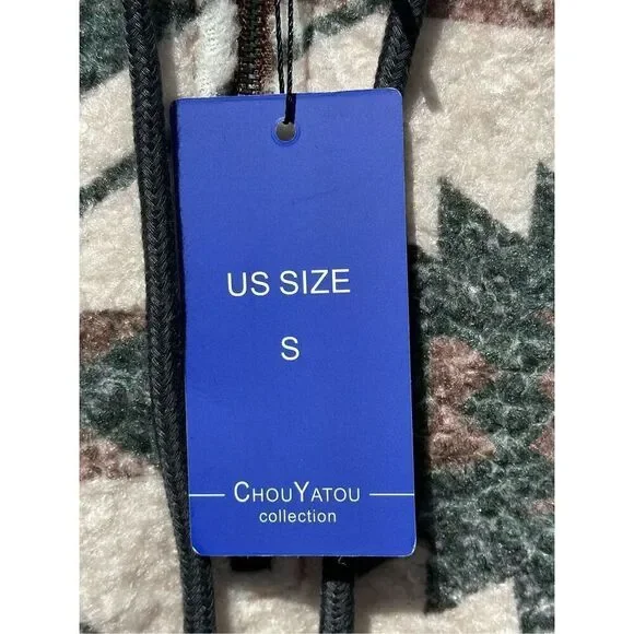 Southwestern Aztec Sherpa Hoodie Womens Small Cozy Fleece Pullover Western - Picture 7 of 10